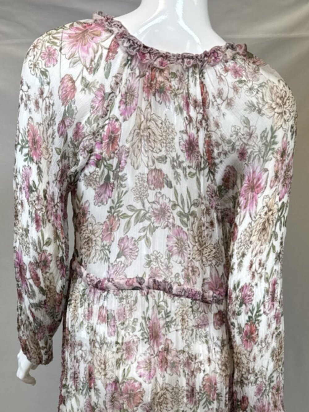 Johnny Was Jade Women's Floral Silk Sheer Dress, Size S - Picture 5 of 15